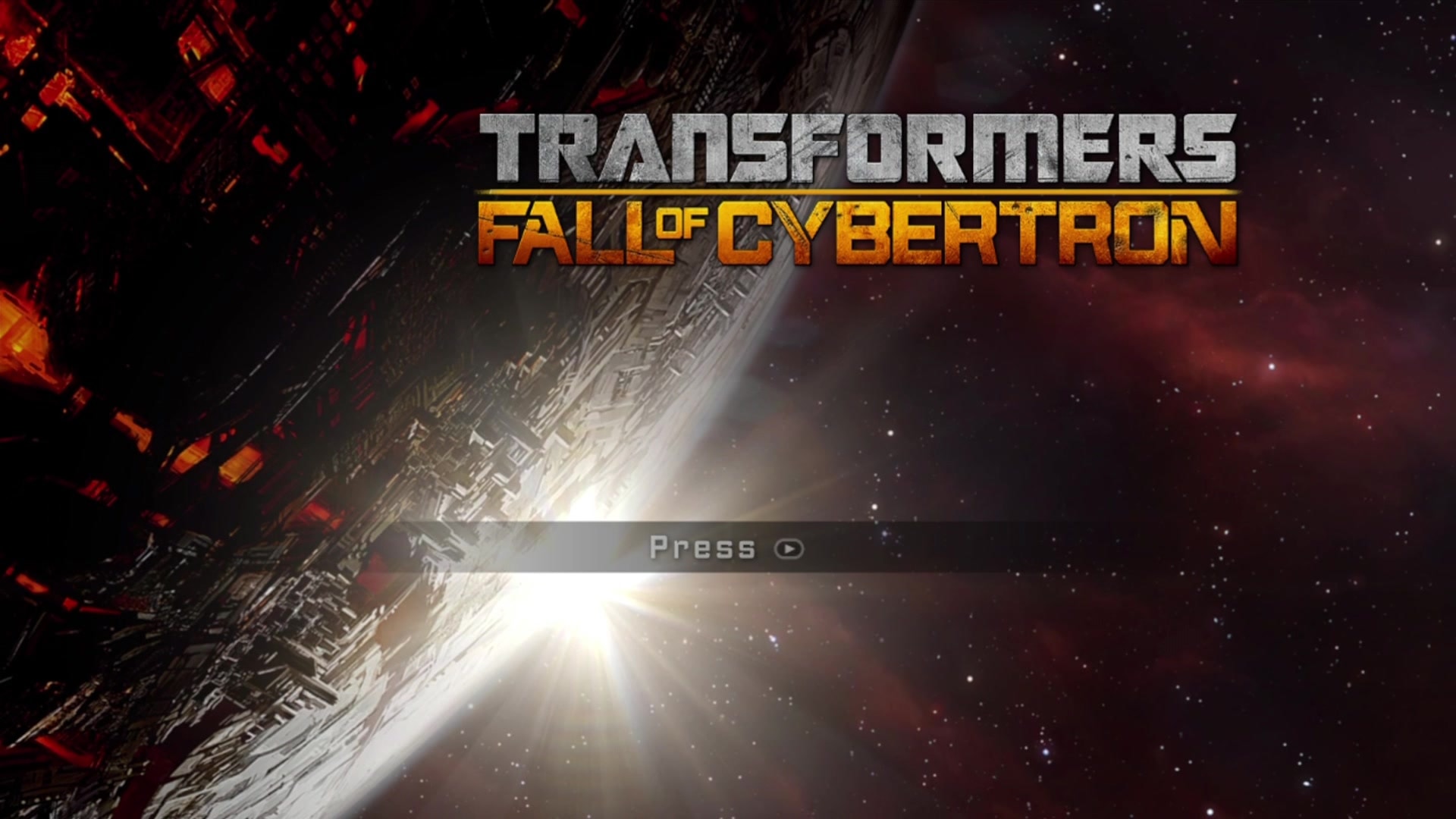 Transformers: Fall of Cybertron title screen for Xbox 360